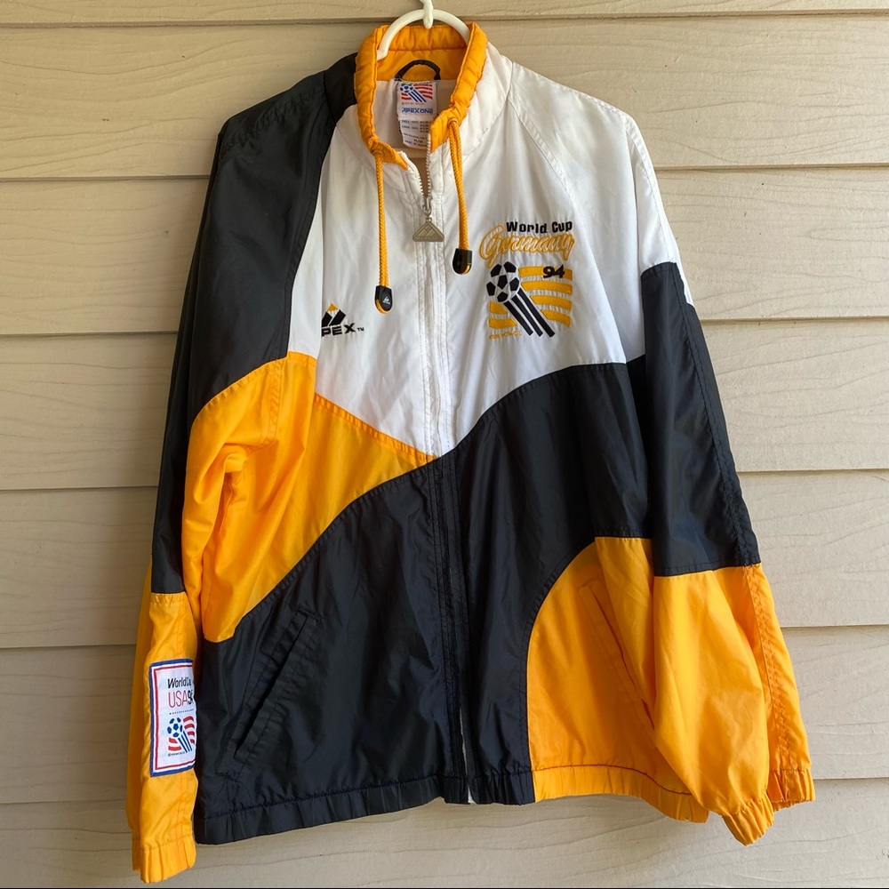Vintage yellow white black windbreaker World Cup94